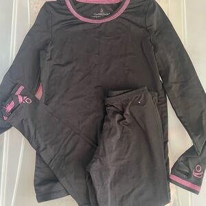 Cuddl Duds Black Set with Pink Trim